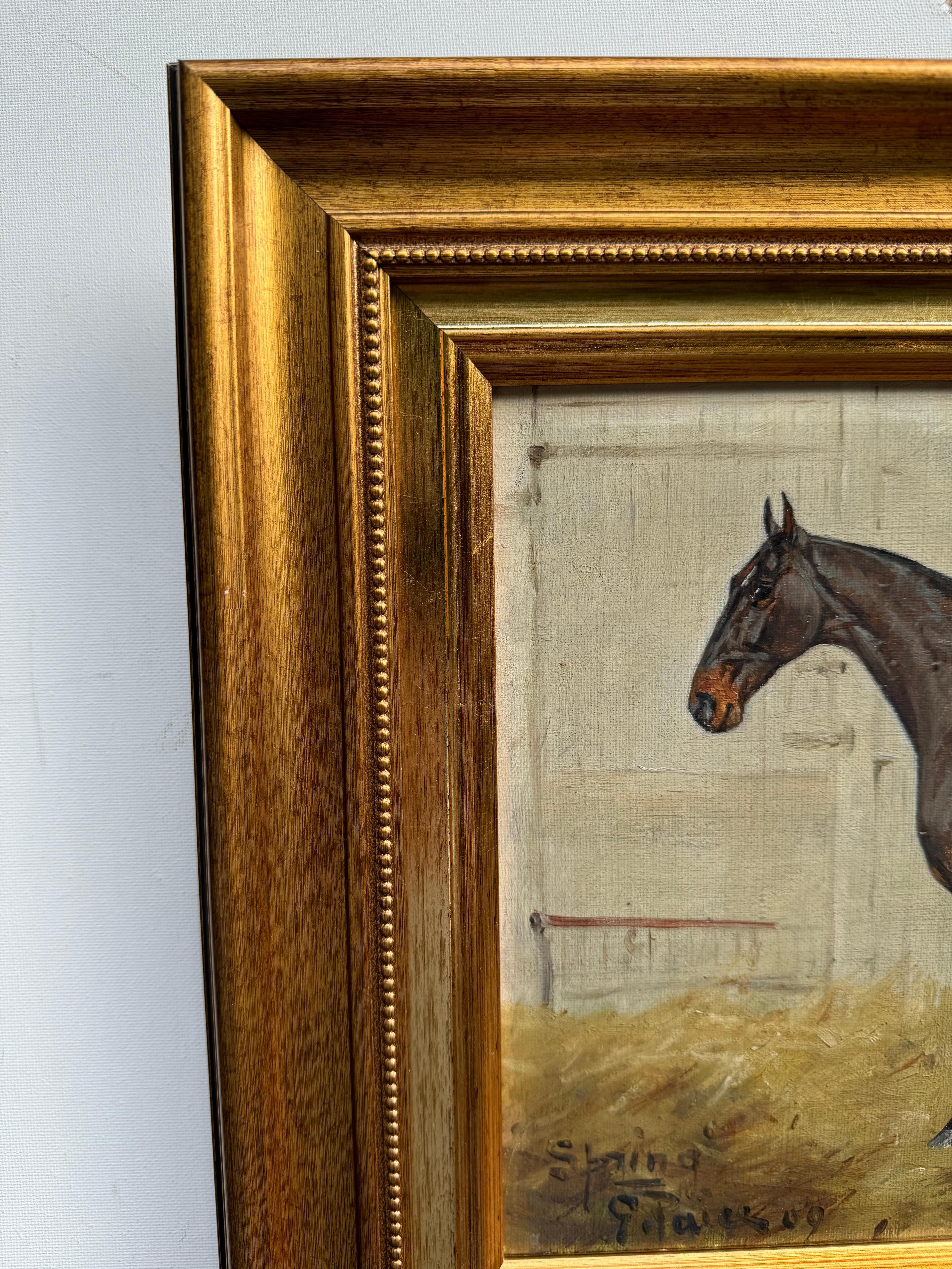 Retrato antiguo inglés de principios del siglo XX de un poni de polo en venta 1