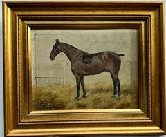 Retrato antiguo inglés de principios del siglo XX de un poni de polo