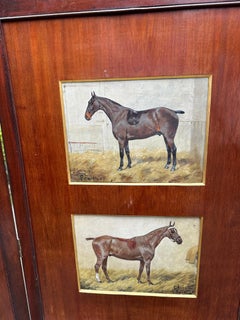 English Antique Bedroom screen set with 6 Polo Ponies in stables