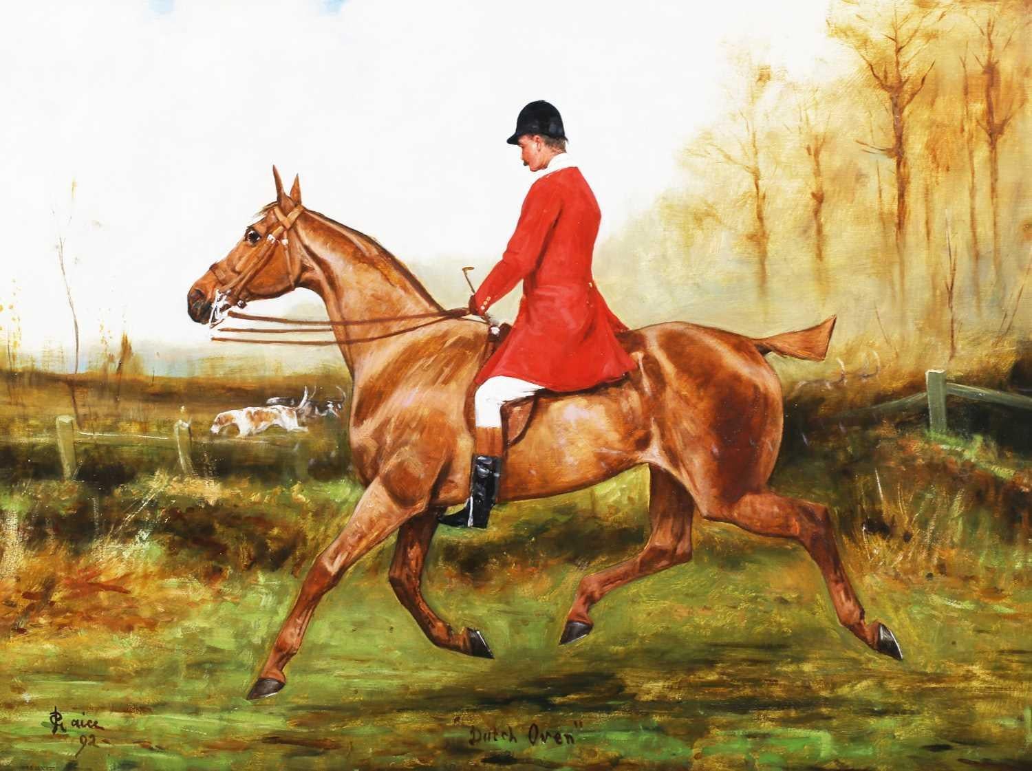 George Paice, 19e siècle, huile, cheval et cavalier avec chiens en vente 1