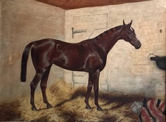 Antique Summer Lightning - Very Large English Equestrian Oil