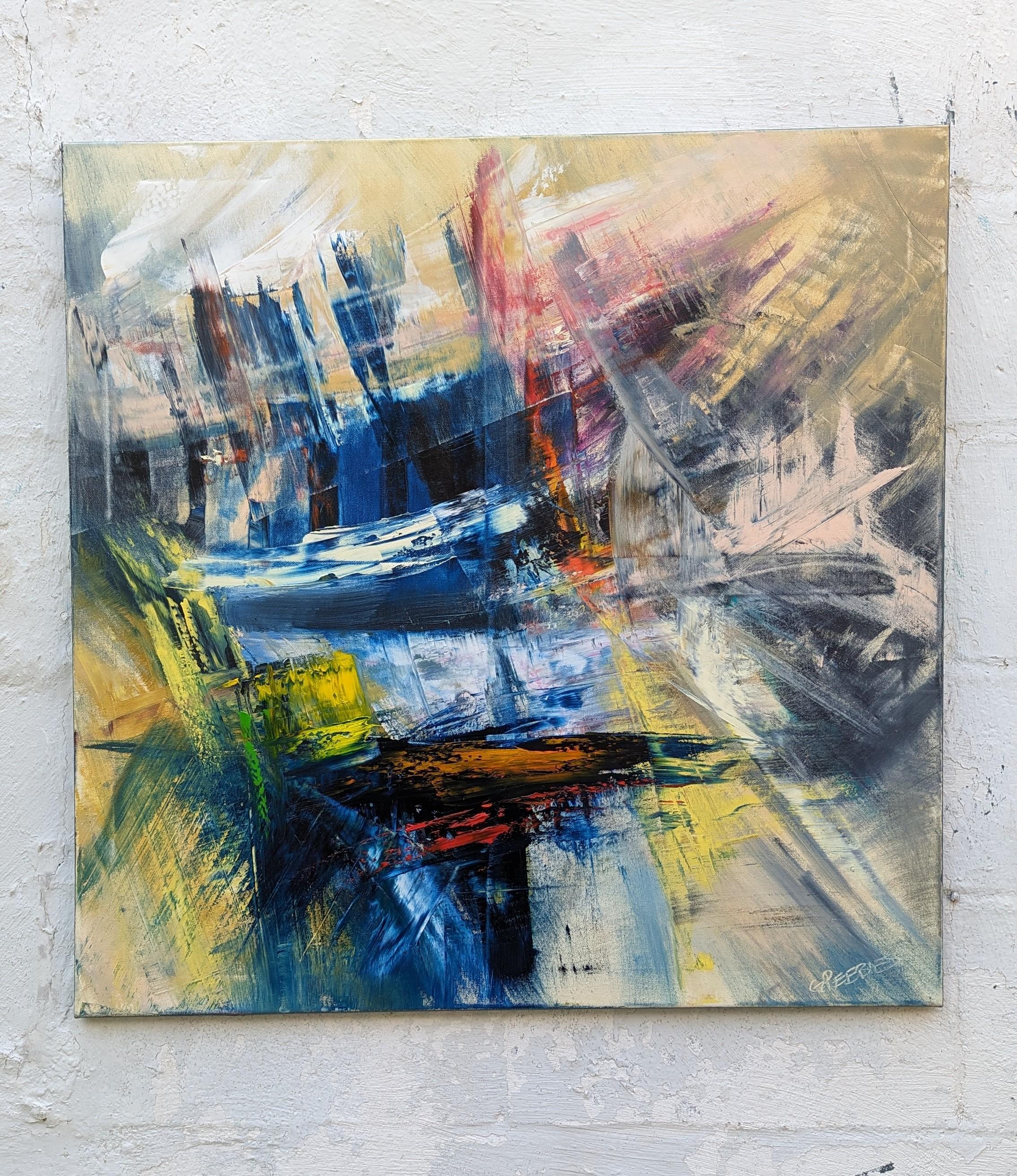 Connesso, Pittura ad olio astratta - Painting Astratto di George Peebles