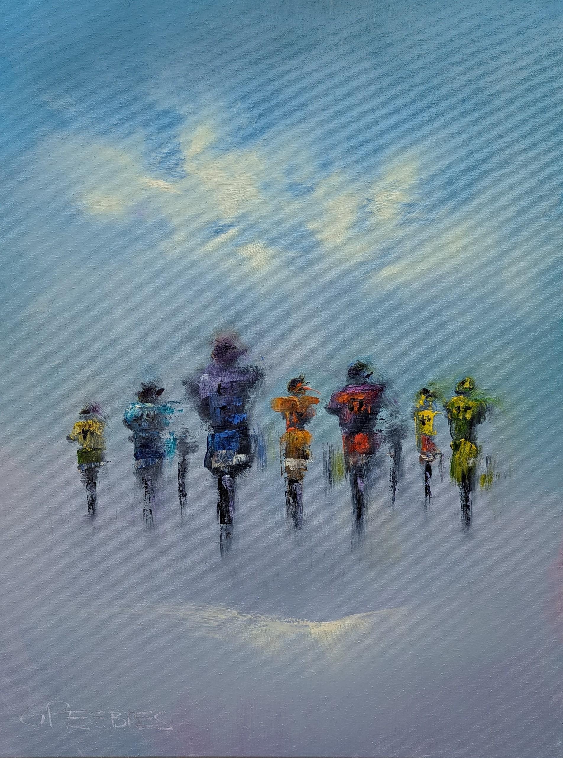 George Peebles Abstract Painting - Cross Country , Abstract Oil Painting
