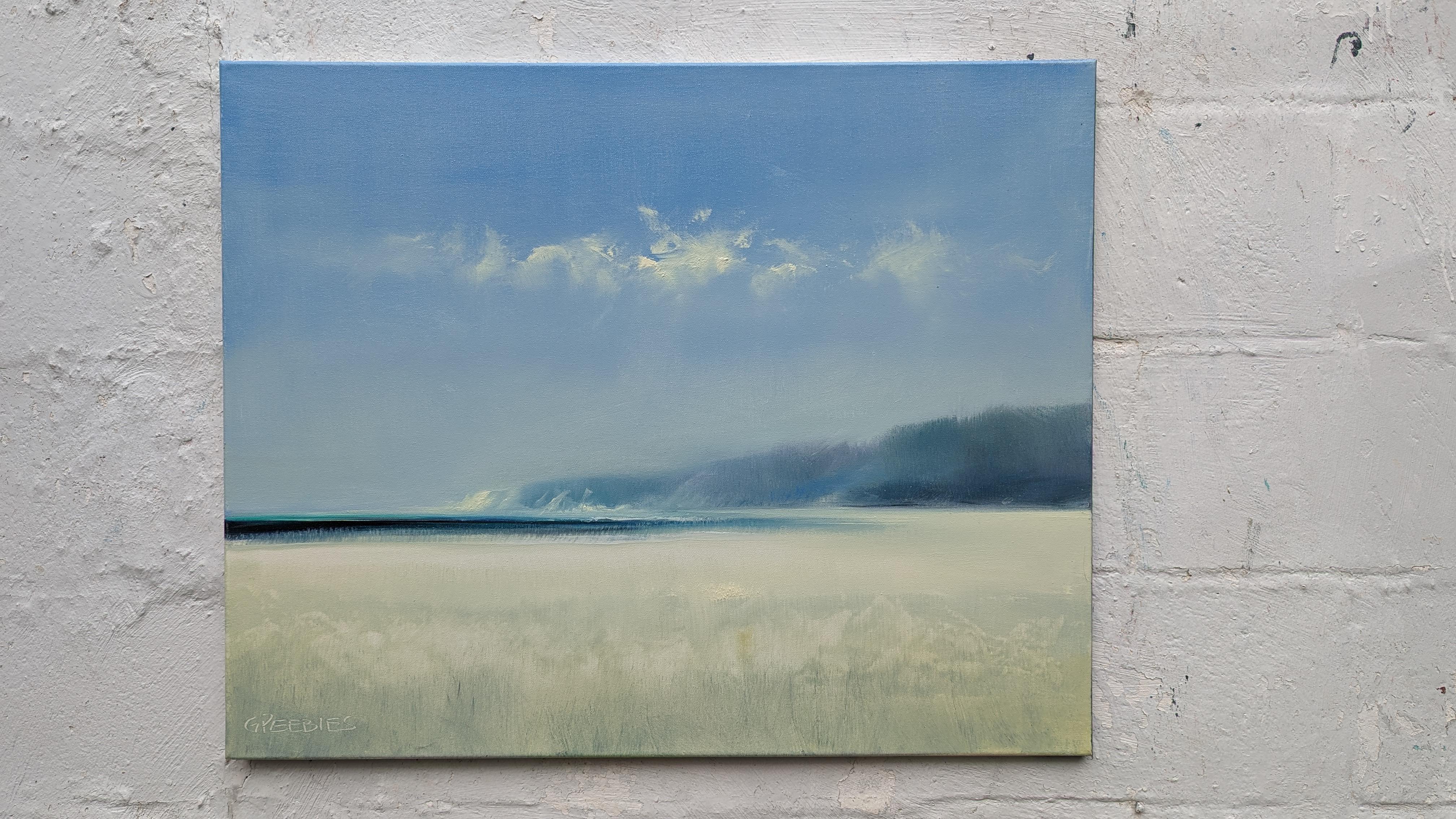 <p>Commentaires de l'artiste<br>L'artiste George Whiting présente un paysage marin abstrait avec des tons de bleu et de blanc. Un spectacle de couleurs subtiles et un lieu privilégié pour se recueillir. L'atmosphère éthérée apporte un sentiment de