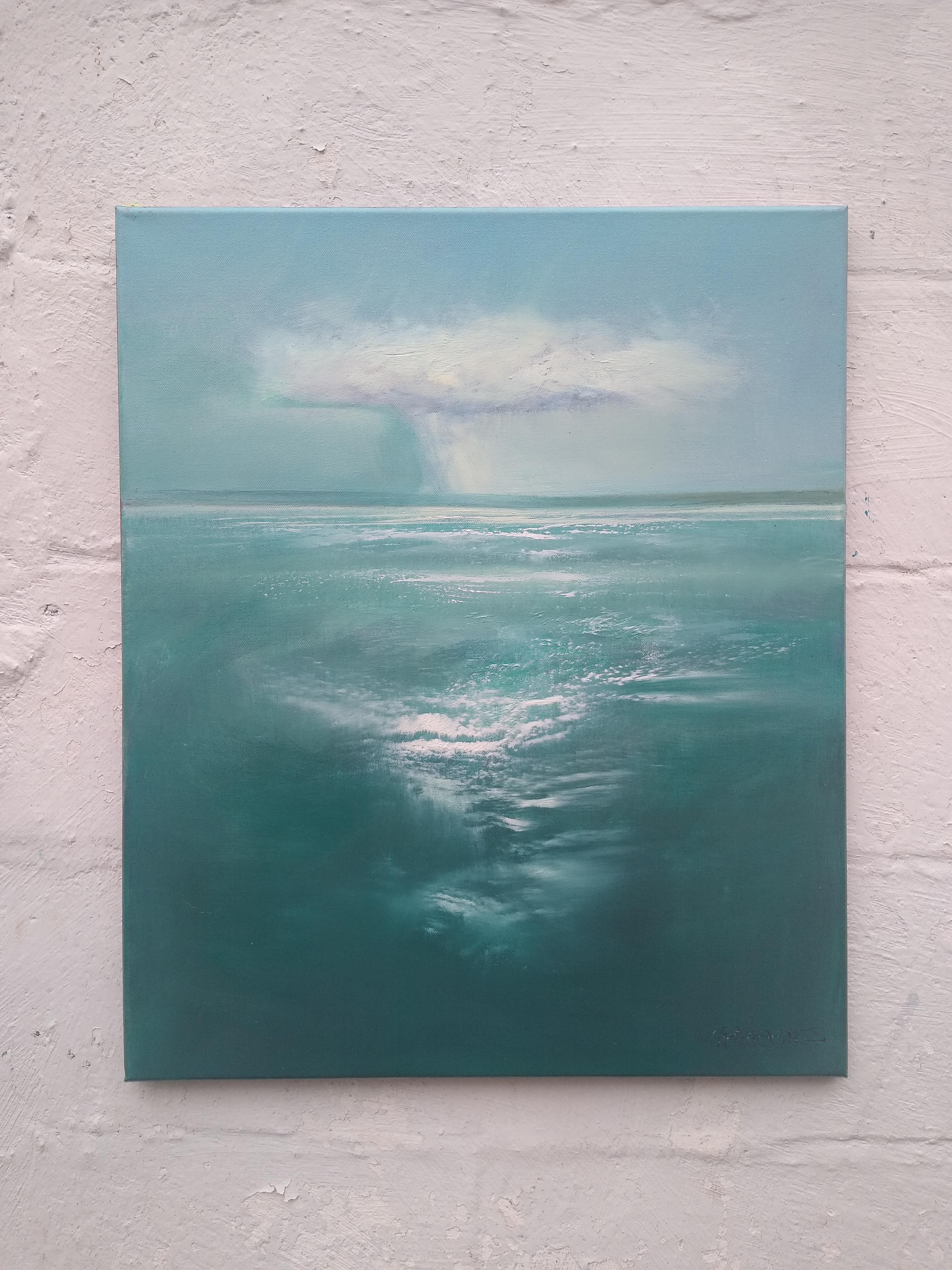 <p>Kommentare des Künstlers<br>Eine zarte Wolke schlängelt sich in der ätherischen Meereslandschaft von George Peebles sanft am Horizont entlang. In einem seltenen Moment der Ruhe zeigt er einen eindrucksvollen Blick auf den majestätischen Ozean.