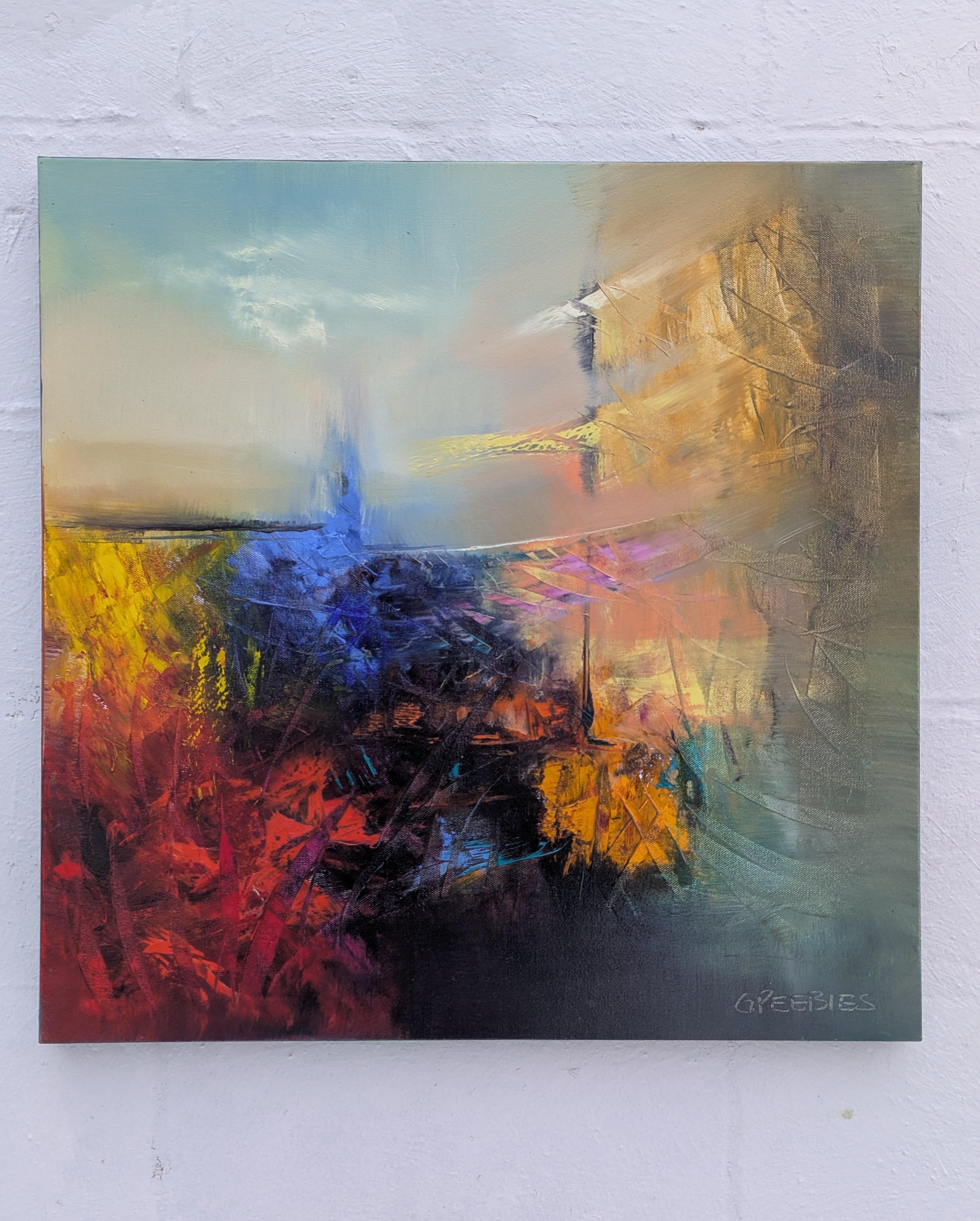Il solstizio, pittura ad olio astratta - Painting Astratto di George Peebles