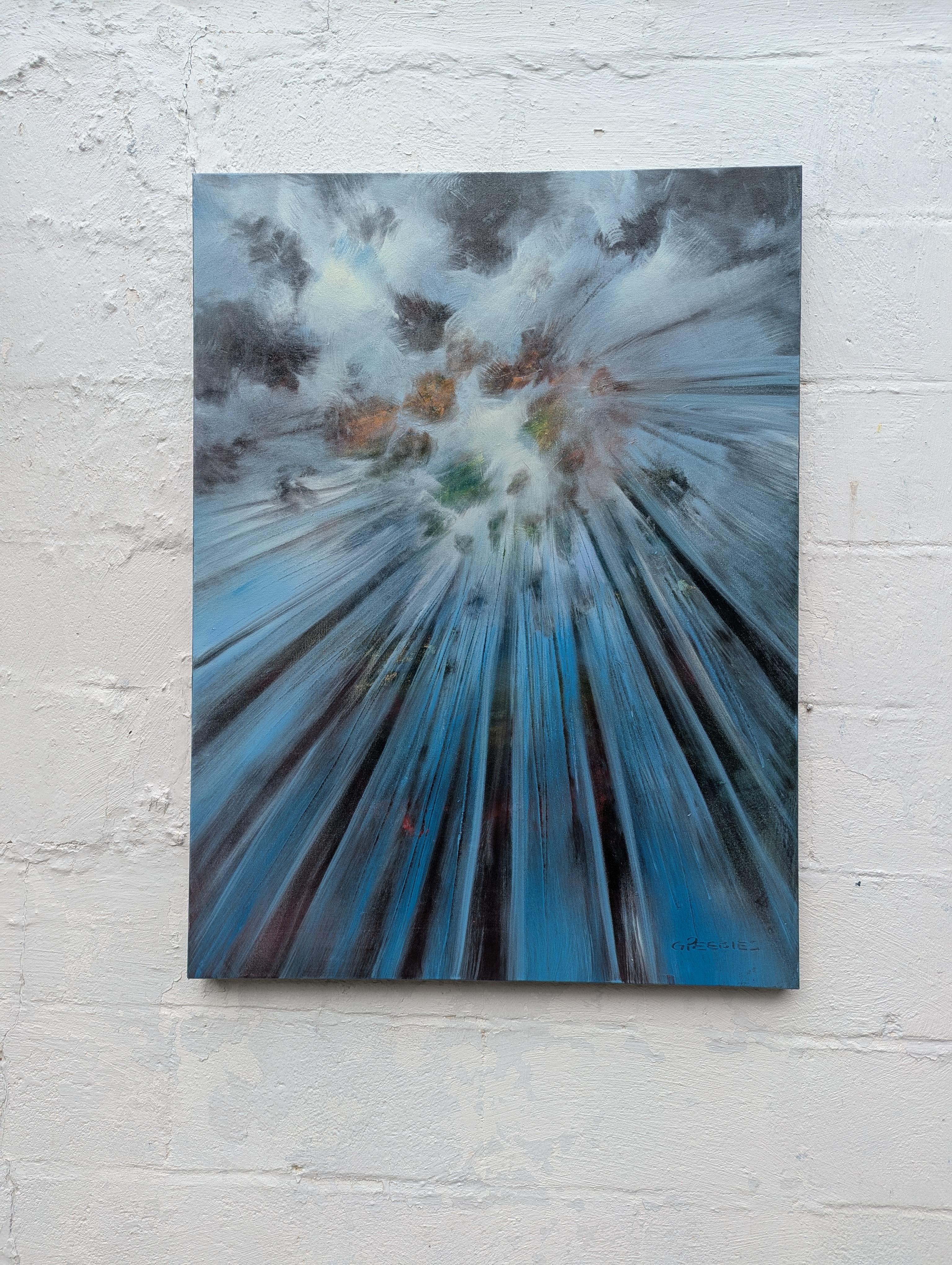 Scène d'arbre, peinture à l'huile abstraite - Abstrait Painting par George Peebles