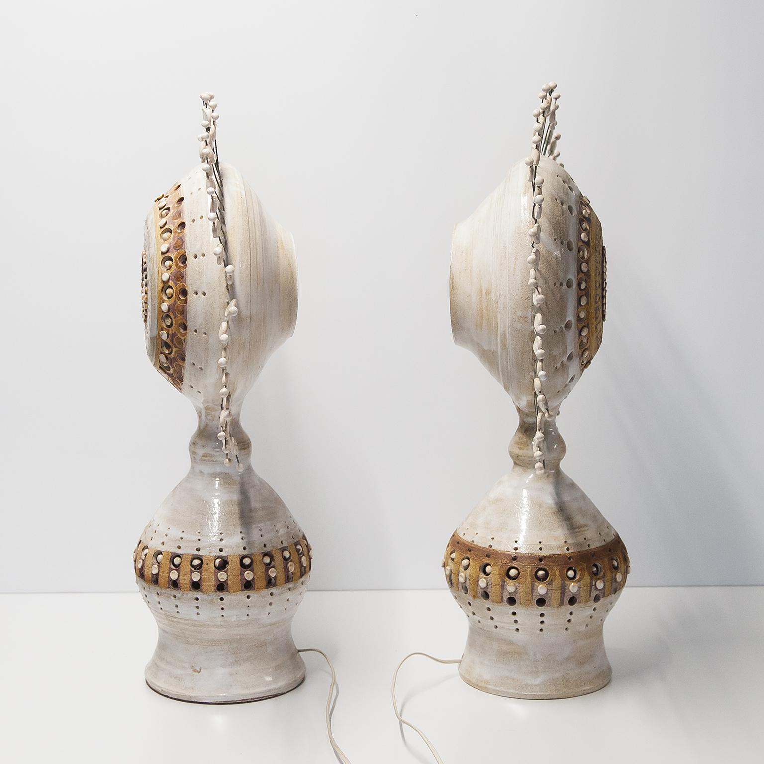French George Pelletier Huge Soleil Table Lamp Set Of Two 1970s For Sale