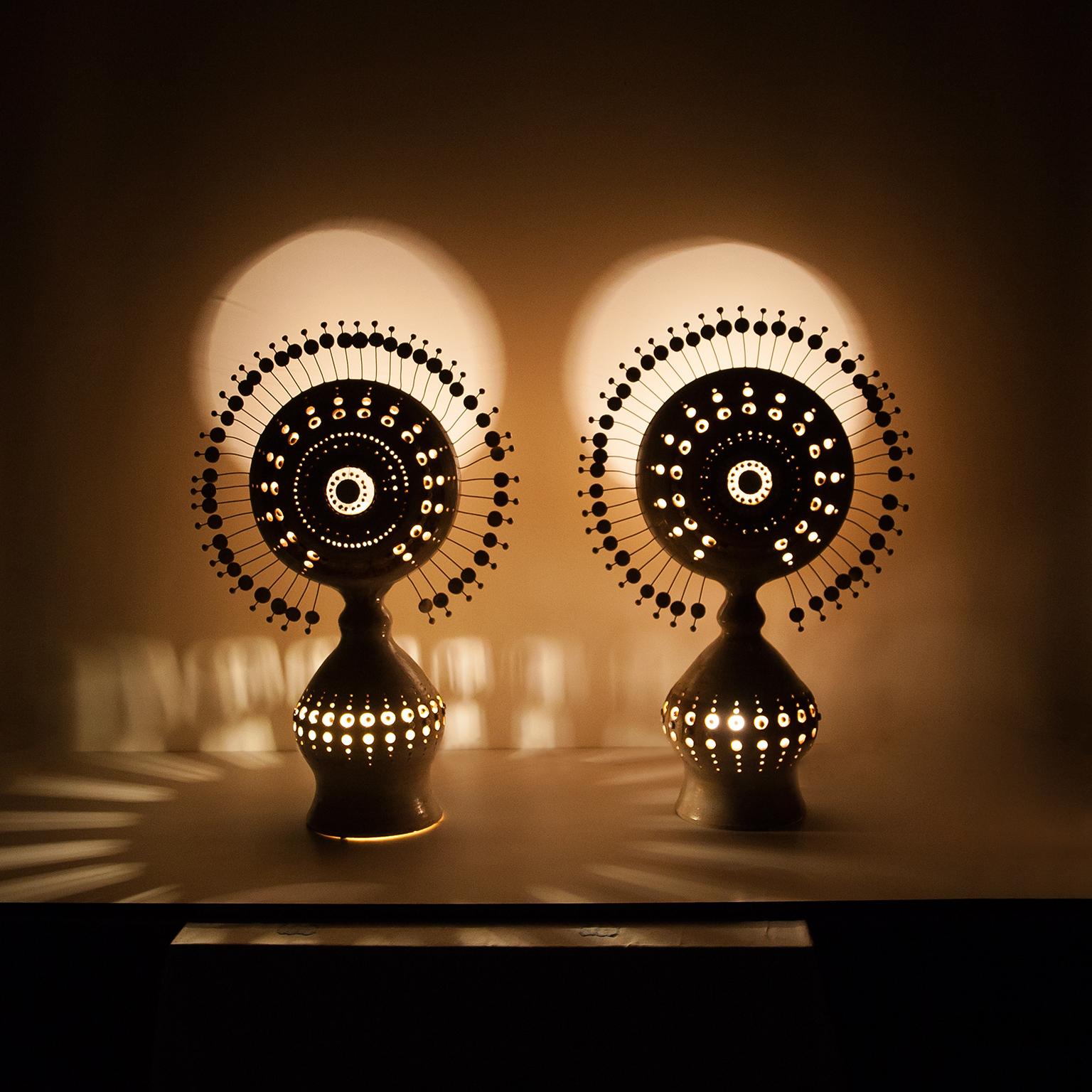 George Pelletier Huge Soleil Table Lamp Set Of Two 1970s For Sale 1