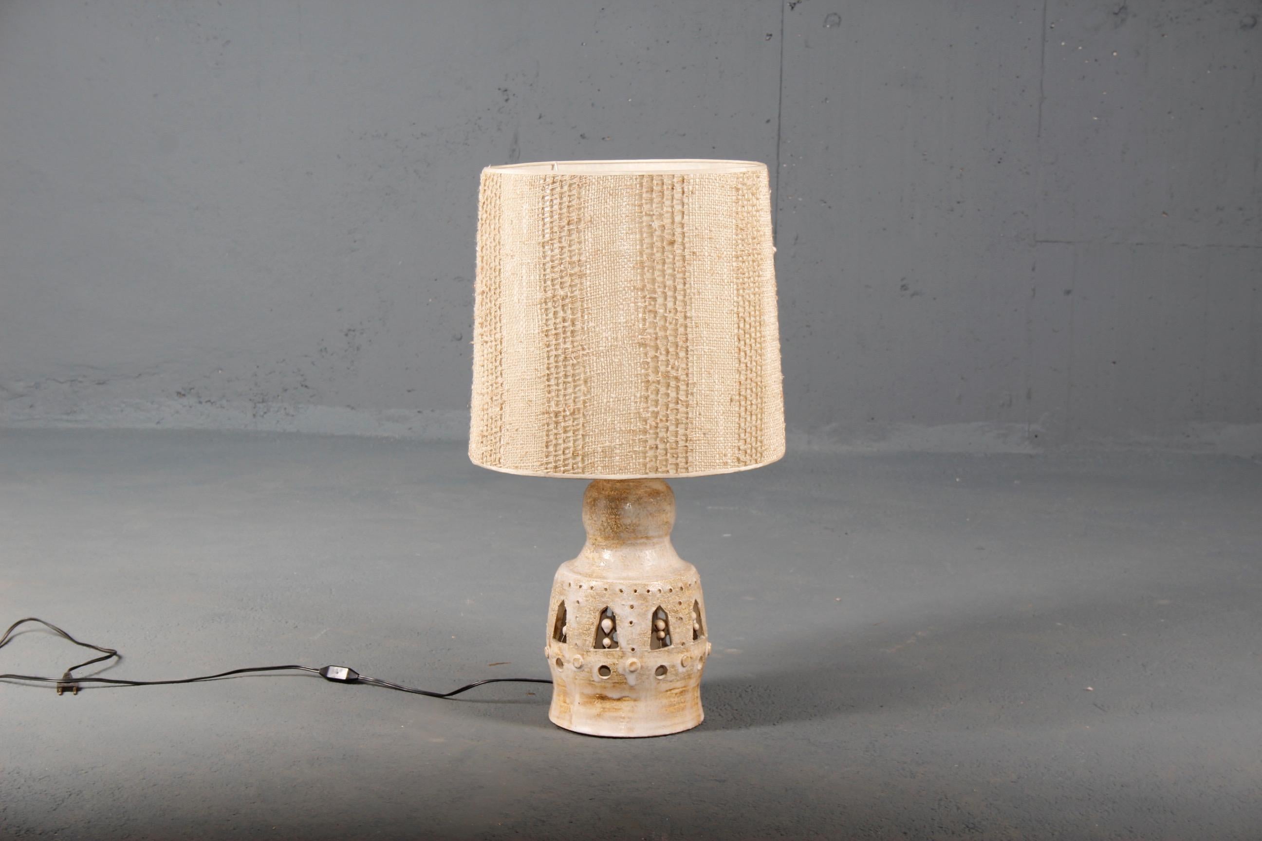 George Pelletier table lamp, France, circa 1970, dimensions with out shade height 42 cm, diameter 21 cm.