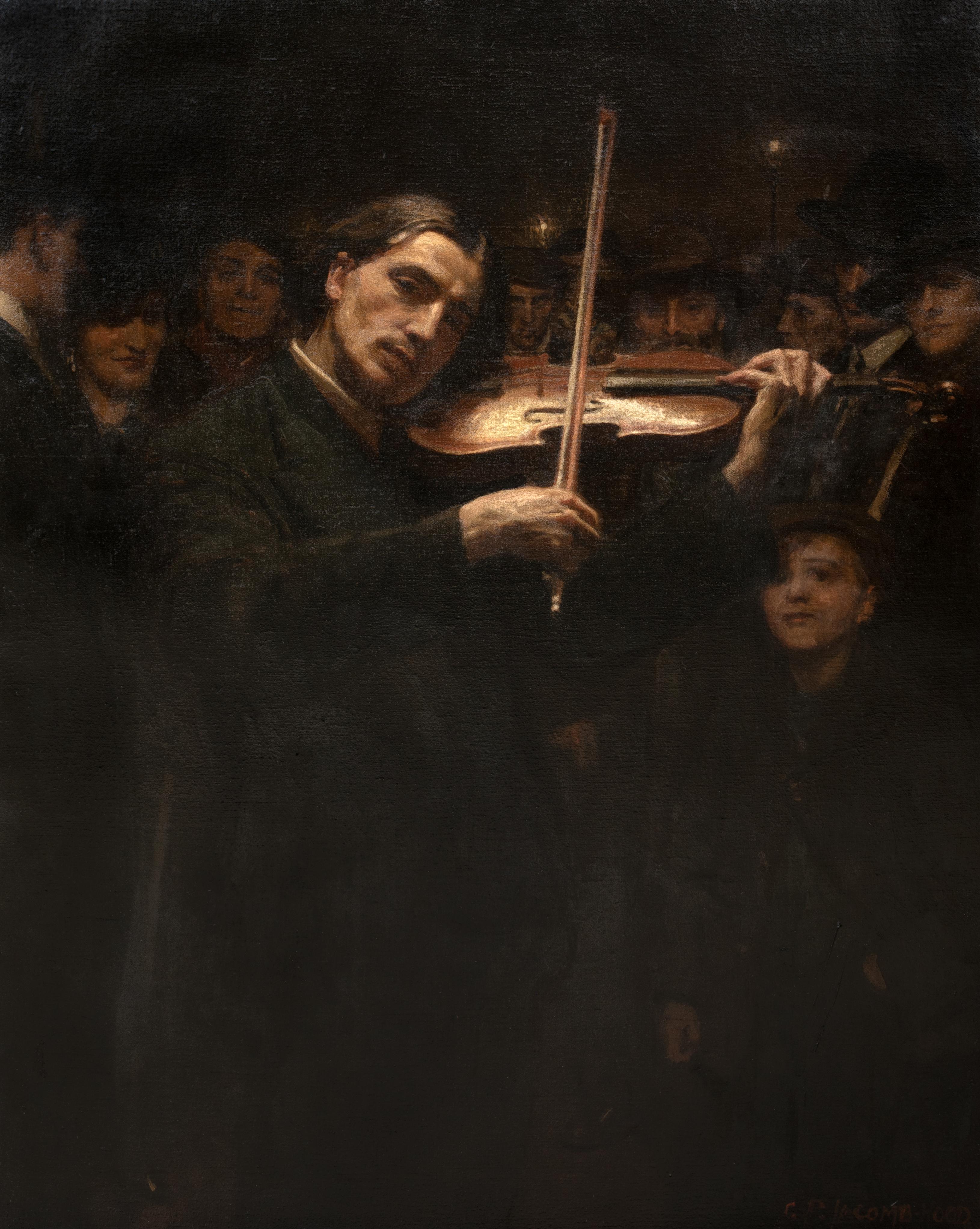 Il violinista a lume di candela, del 1914

George Percy JACOMB-HOOD (1857-1929) 

Scena di strada inglese del XIX secolo di George Percy Jacomb-Hood con violinista a lume di candela, olio su tela. Studio di scena vittoriana di eccellente qualità e