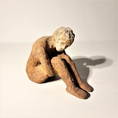 "Alex Withdrawn" Nude Figurative Sculpture, Beige - Unique Multiple