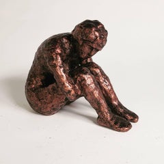 "Alex Withdrawn" Nude Figurative Small Sculpture, Copper