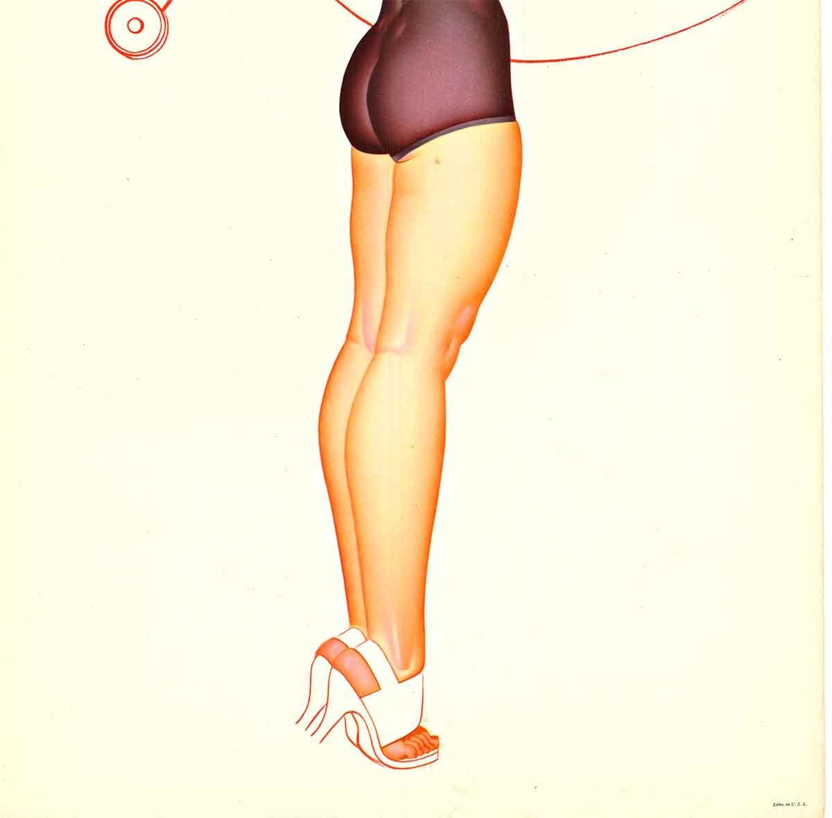Pin-Up original - Llamada telefónica chica pin-up vintage con respaldo de lino. - Print moderno estadounidense de George Petty