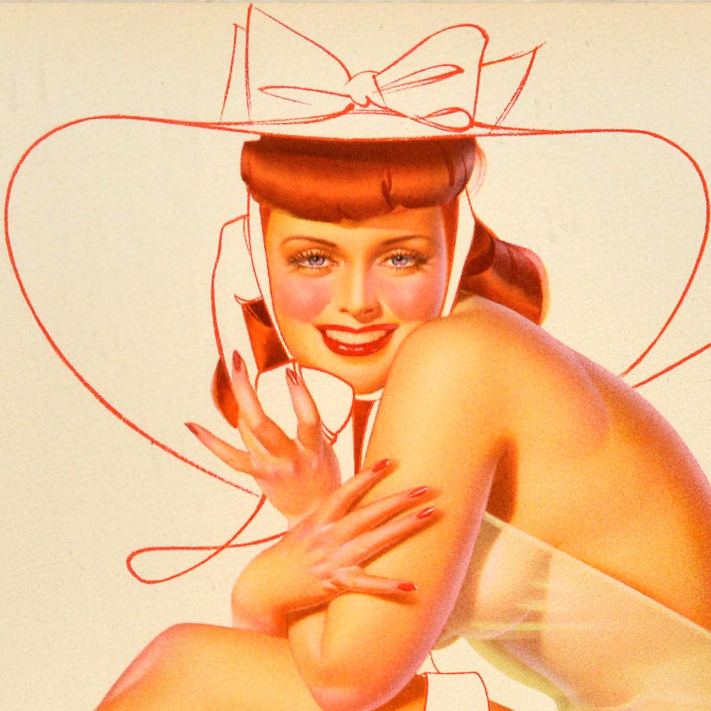 Original Vintage Poster Pin Up Lady Telephone Hat George Petty Girls Model Nude For Sale 1