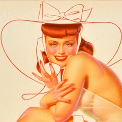 Original Vintage Poster Pin Up Lady Telephone Hat George Petty Girls Model Nude