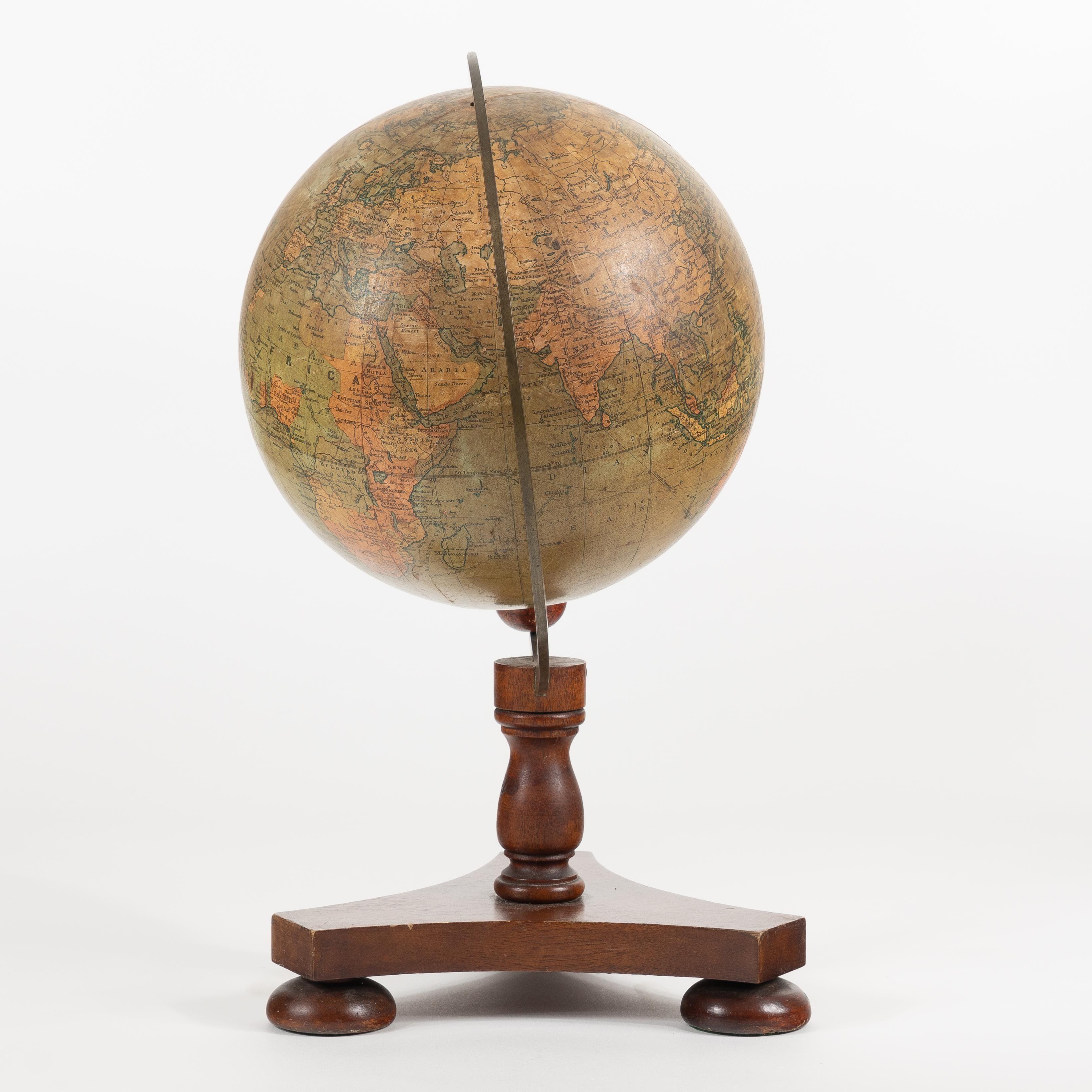 George Philip & Son English Terrestrial Globe on Original Stand In Excellent Condition In Kenilworth, IL