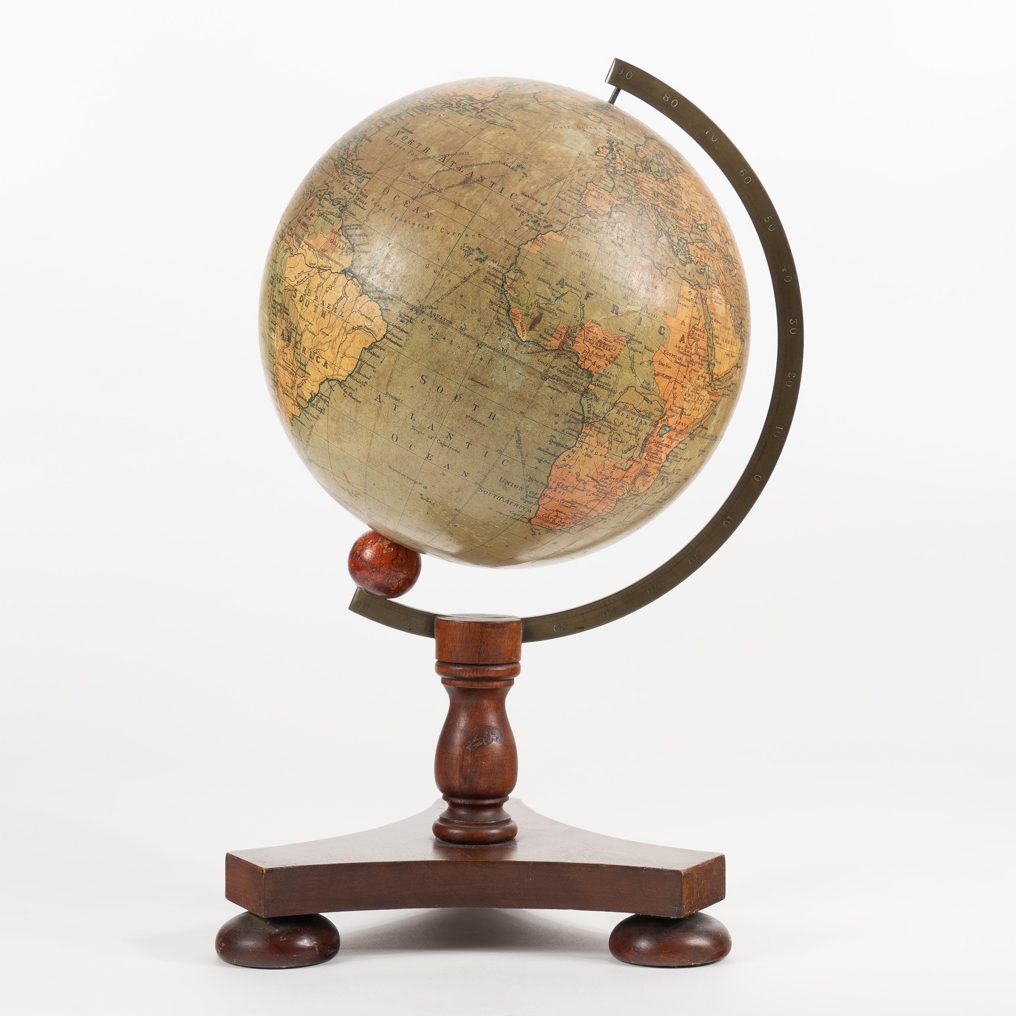 George Philip & Son English Terrestrial Globe on Original Stand 1