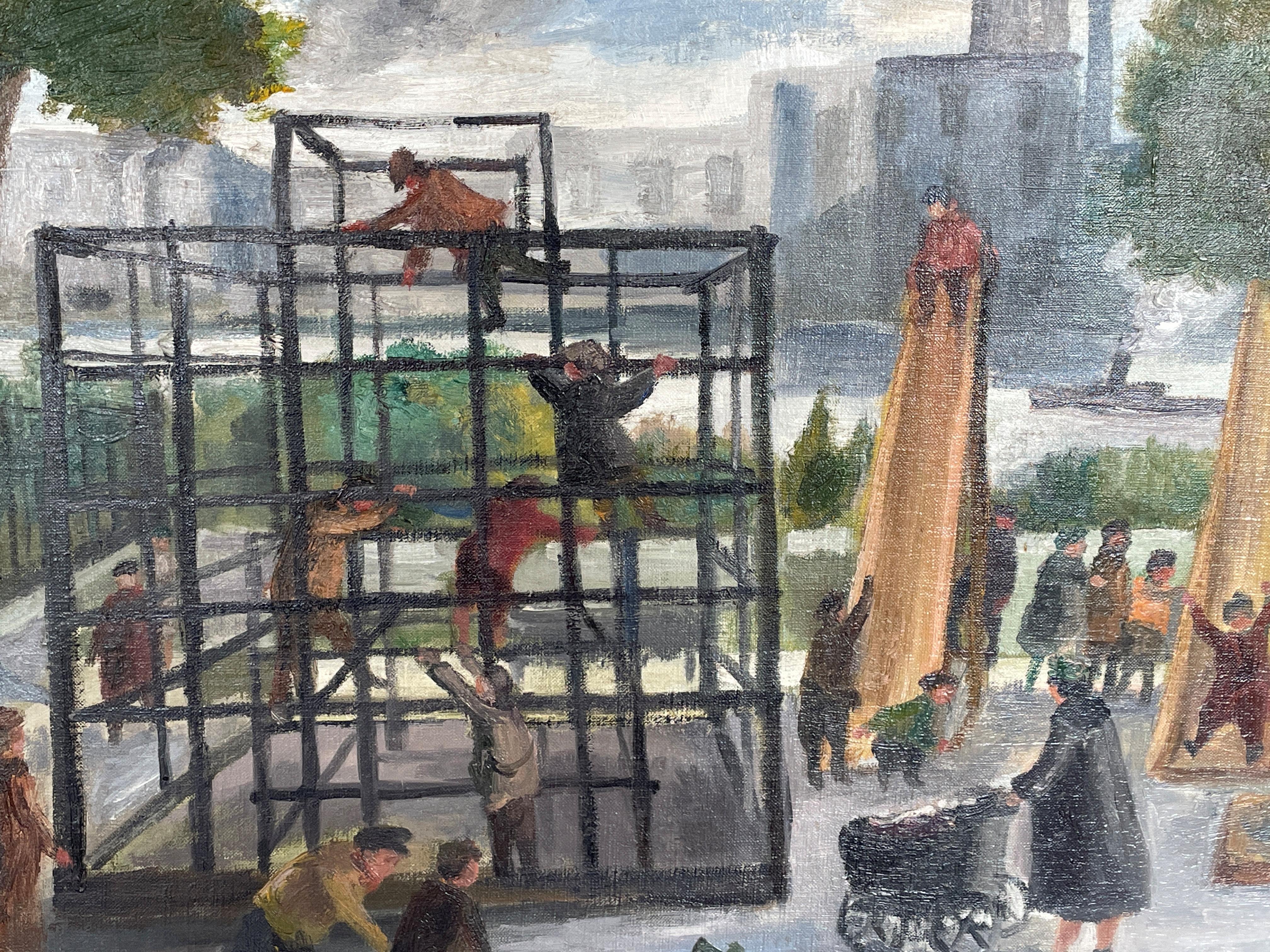 George Picken
Playground, Carl Schurz Park, 1938
Signed and dated lower left
Oil on canvas
28 x 36 inches

Provenance:
Estate of the artist

A native New Yorker, George Picken was born in 1898. His father, an artist and photographer, emigrated from