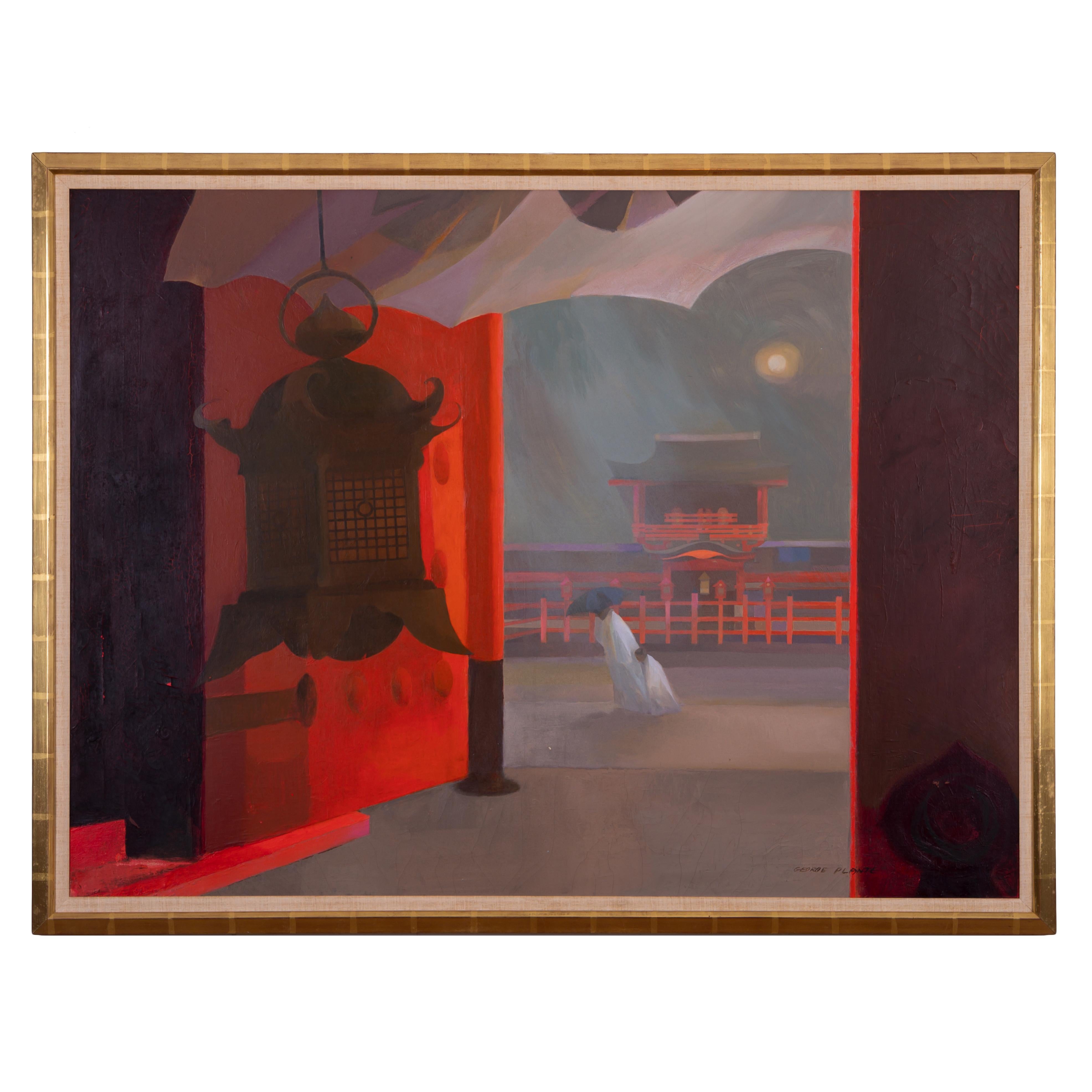 George Plante
(Écossais/américain, 1914-1995)

Scène de cour de palais chinois sous la pluie.
huile sur toile

vue : 47 ½ par 35 ½ pouces
cadre : 51 ¼ par 39 pouces