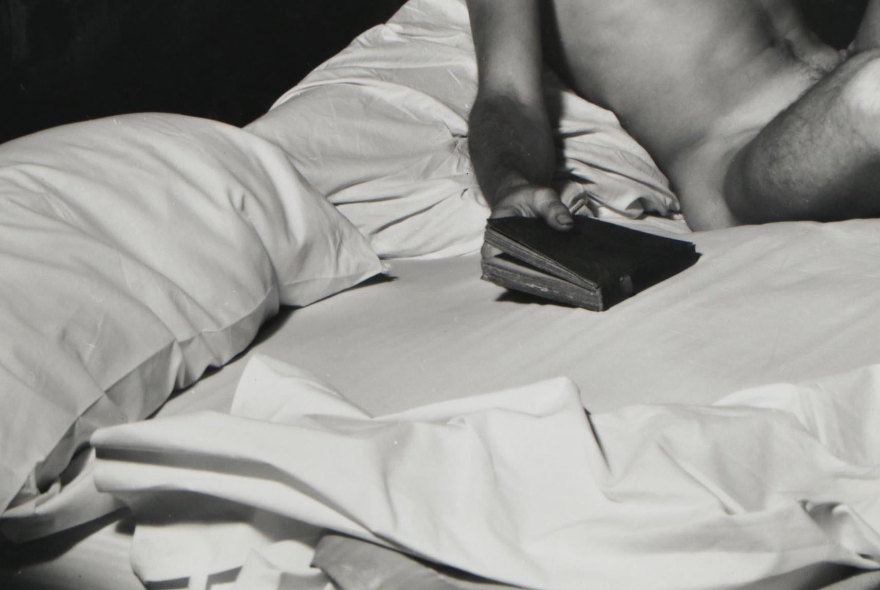 Mid-Century Modern George Platt Lynes, Charles Roman on Artist’s Bed, Silver Gelatin Print, 1955