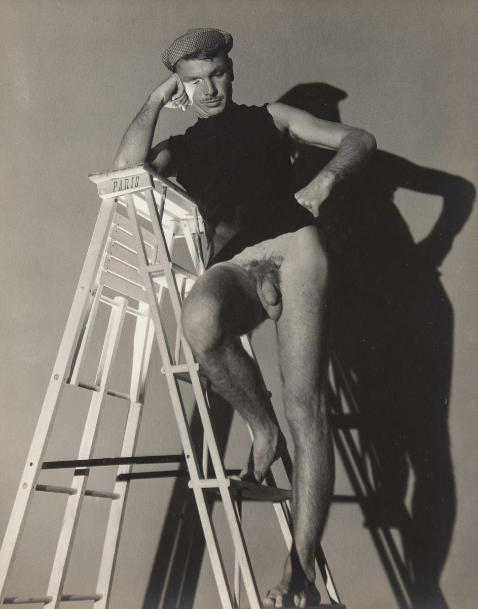 Jared French on Ladder - Photograph by George Platt Lynes