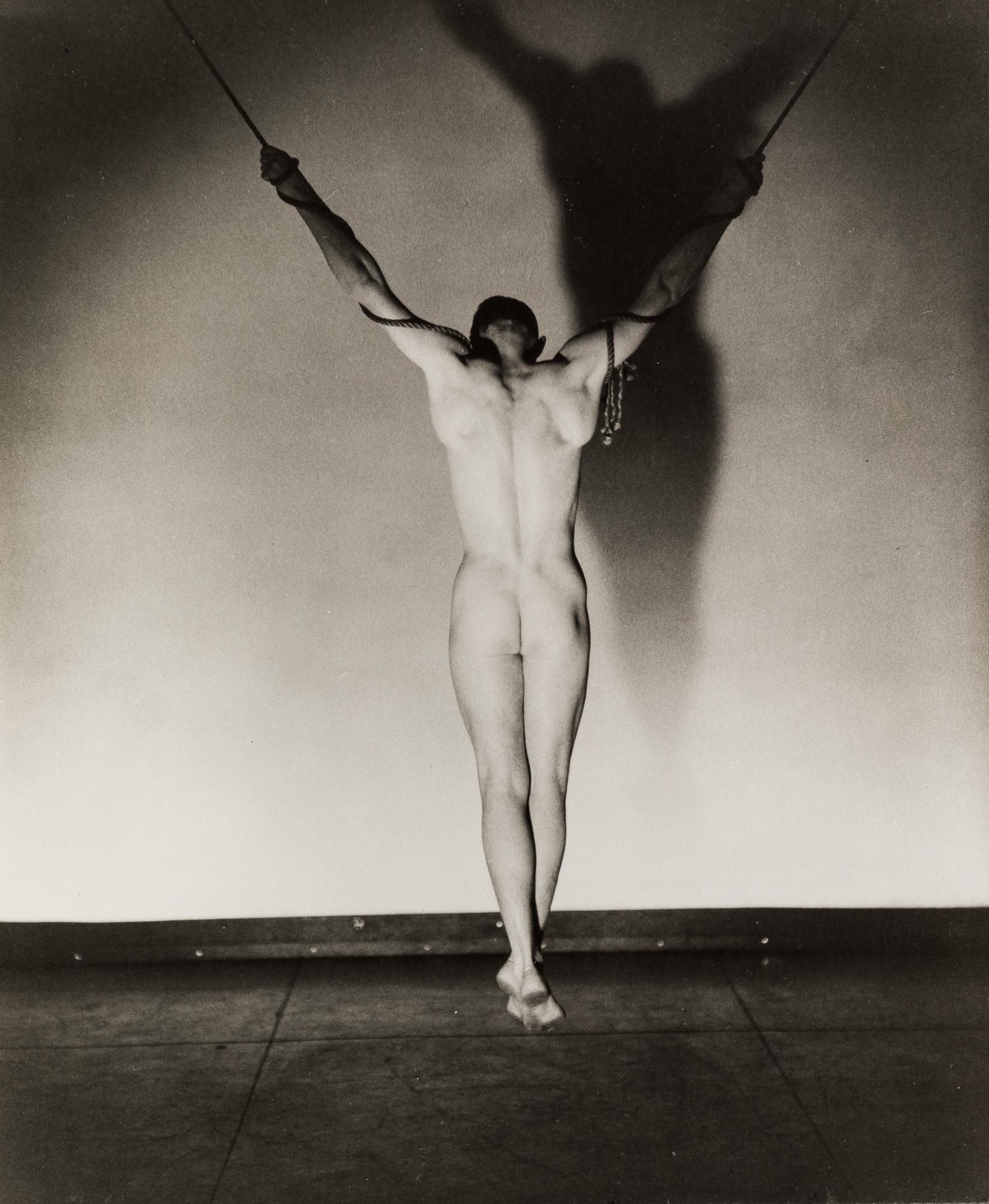George Platt Lynes Black and White Photograph - [Nude Male from Behind, with Arms Outstretched]