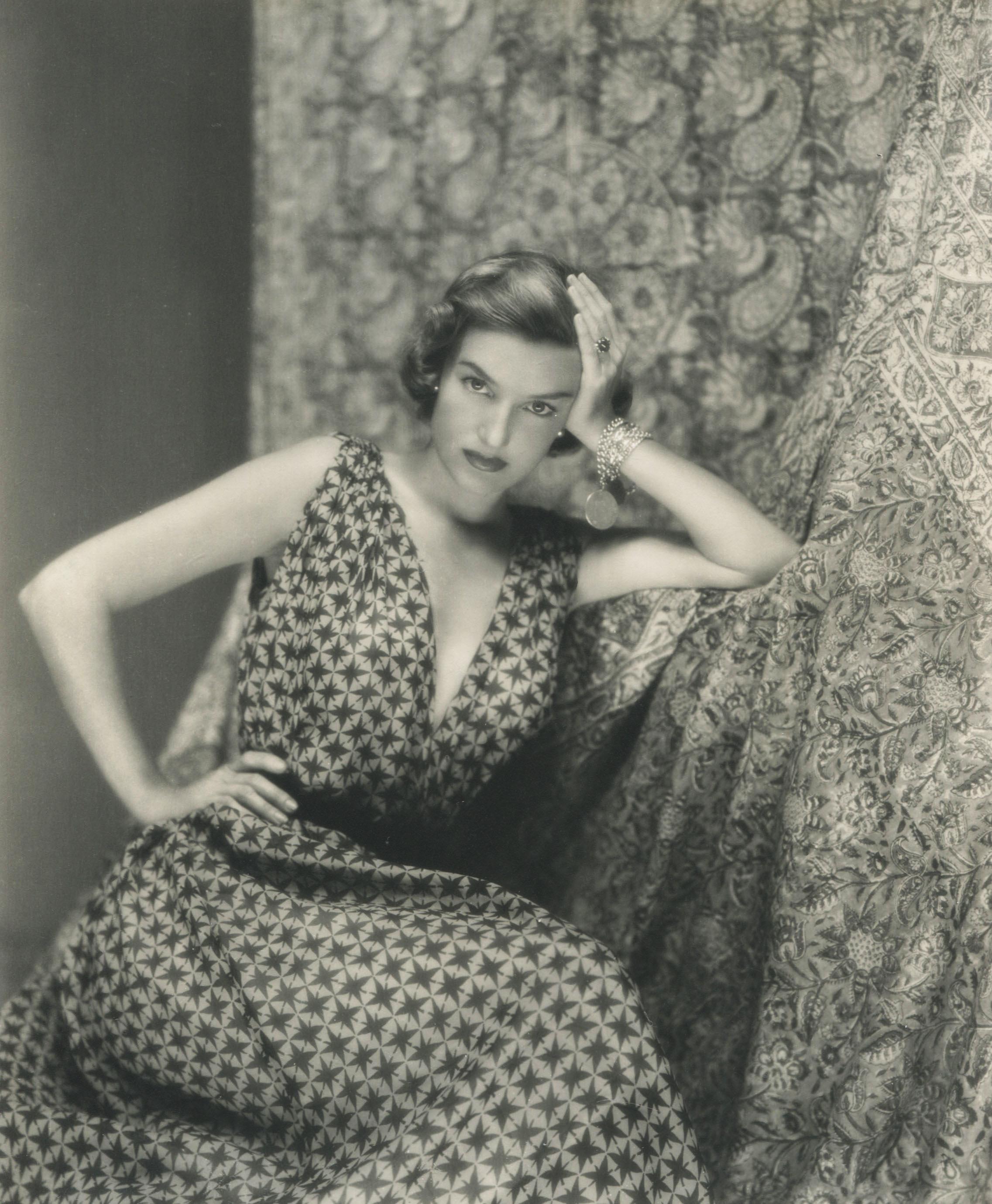 Woman in Patterned Dress - Photograph by George Platt Lynes