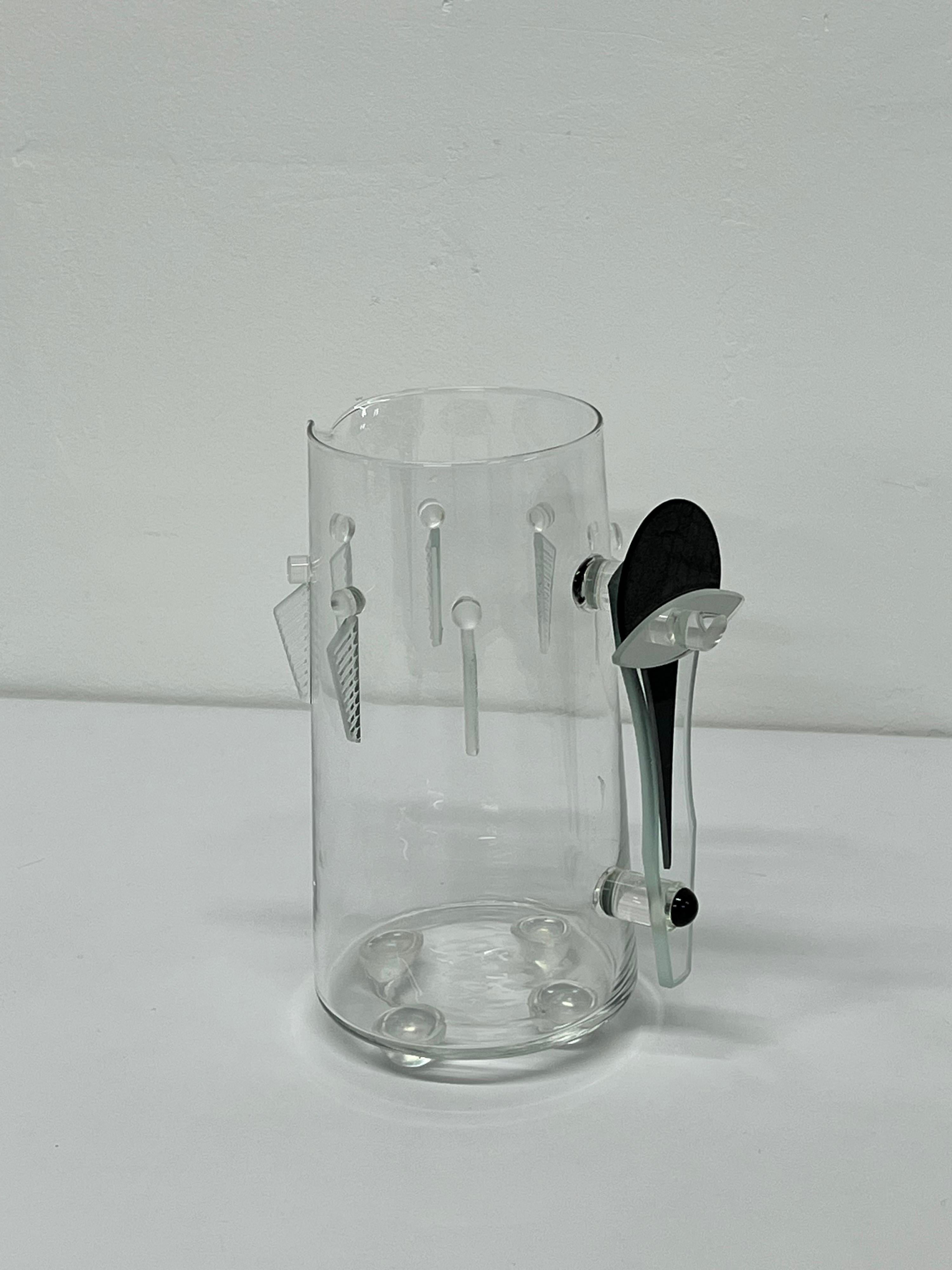 George Ponzini Postmodern Deco Revival Art Glass Pitcher For Sale 4