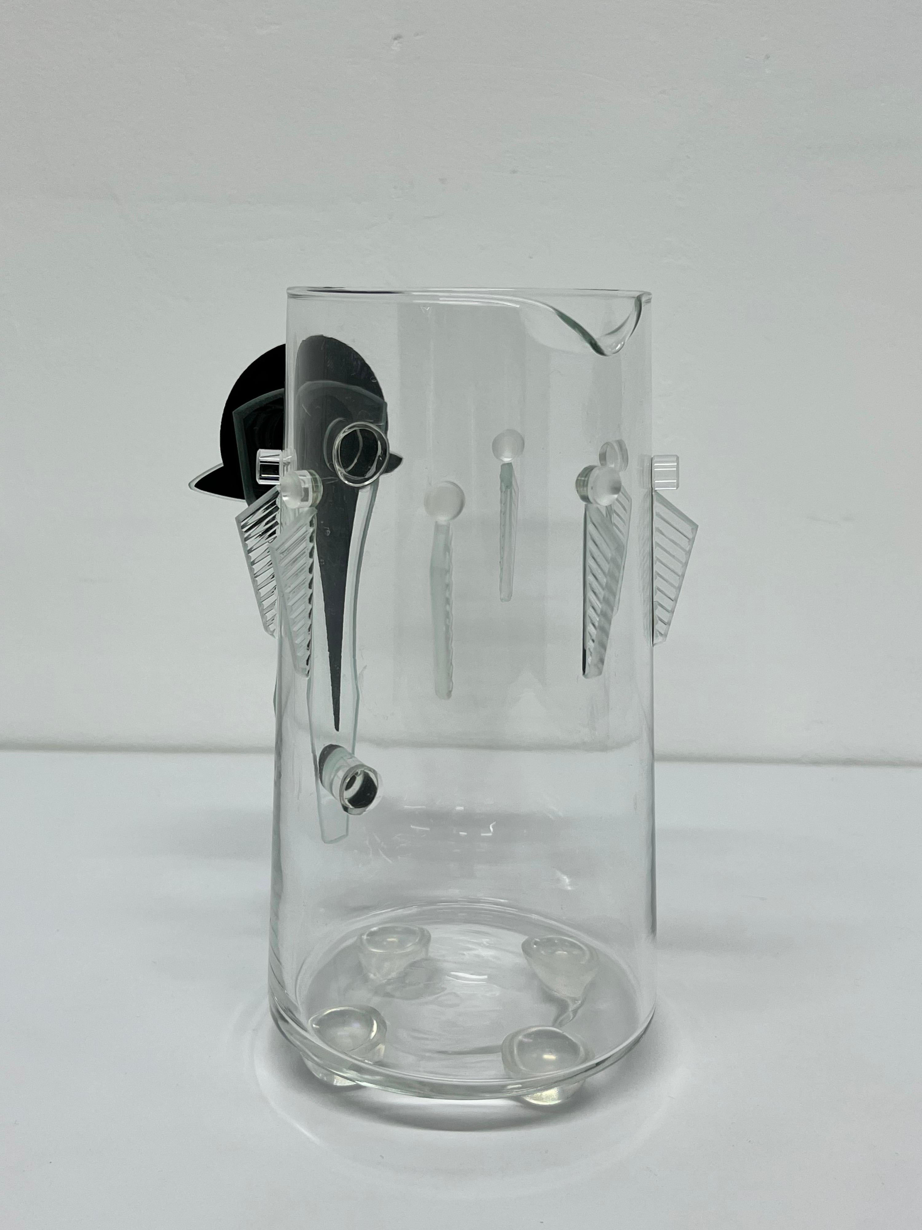 North American George Ponzini Postmodern Deco Revival Art Glass Pitcher For Sale