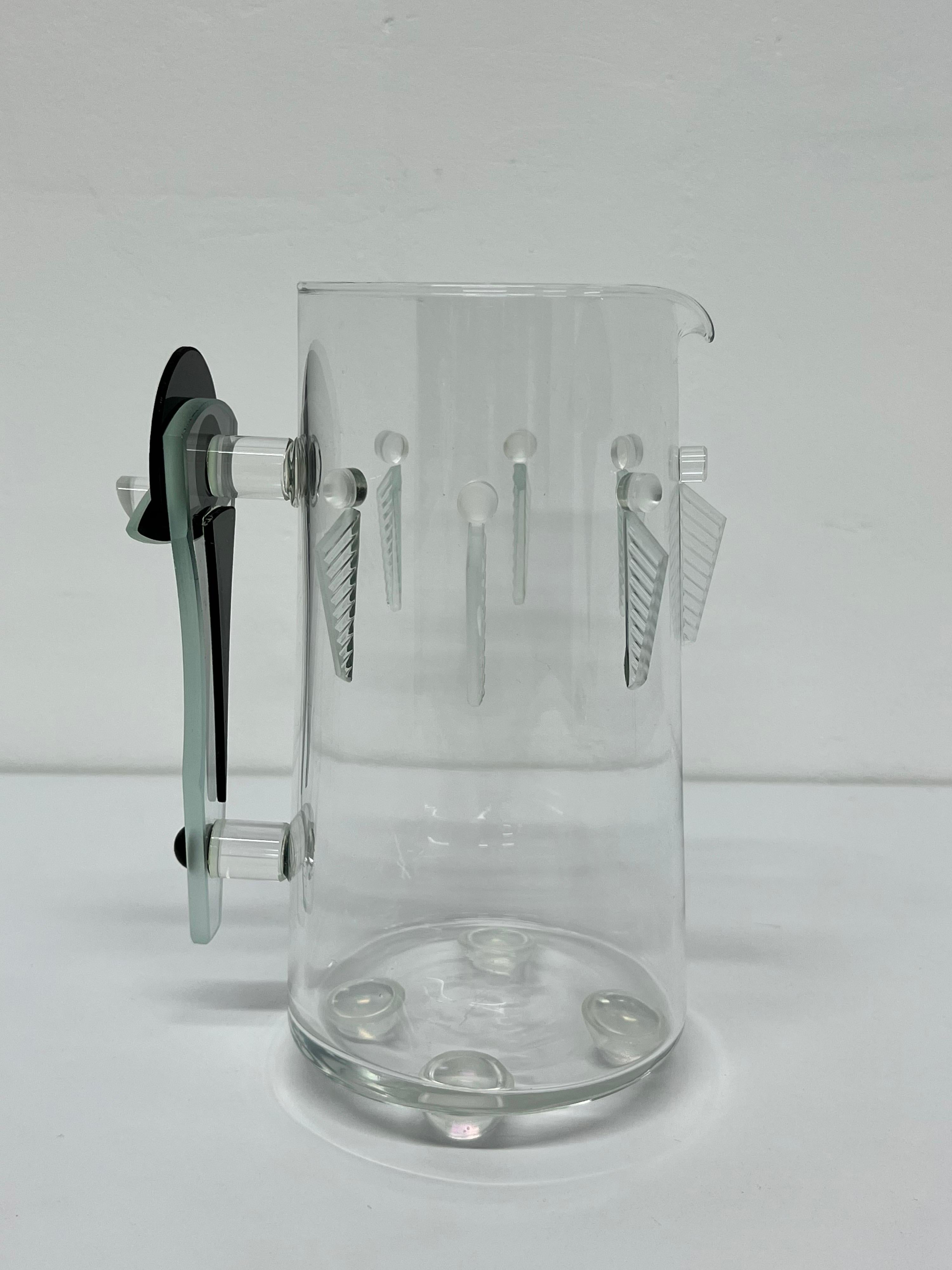George Ponzini Postmodern Deco Revival Art Glass Pitcher In Good Condition For Sale In Miami, FL