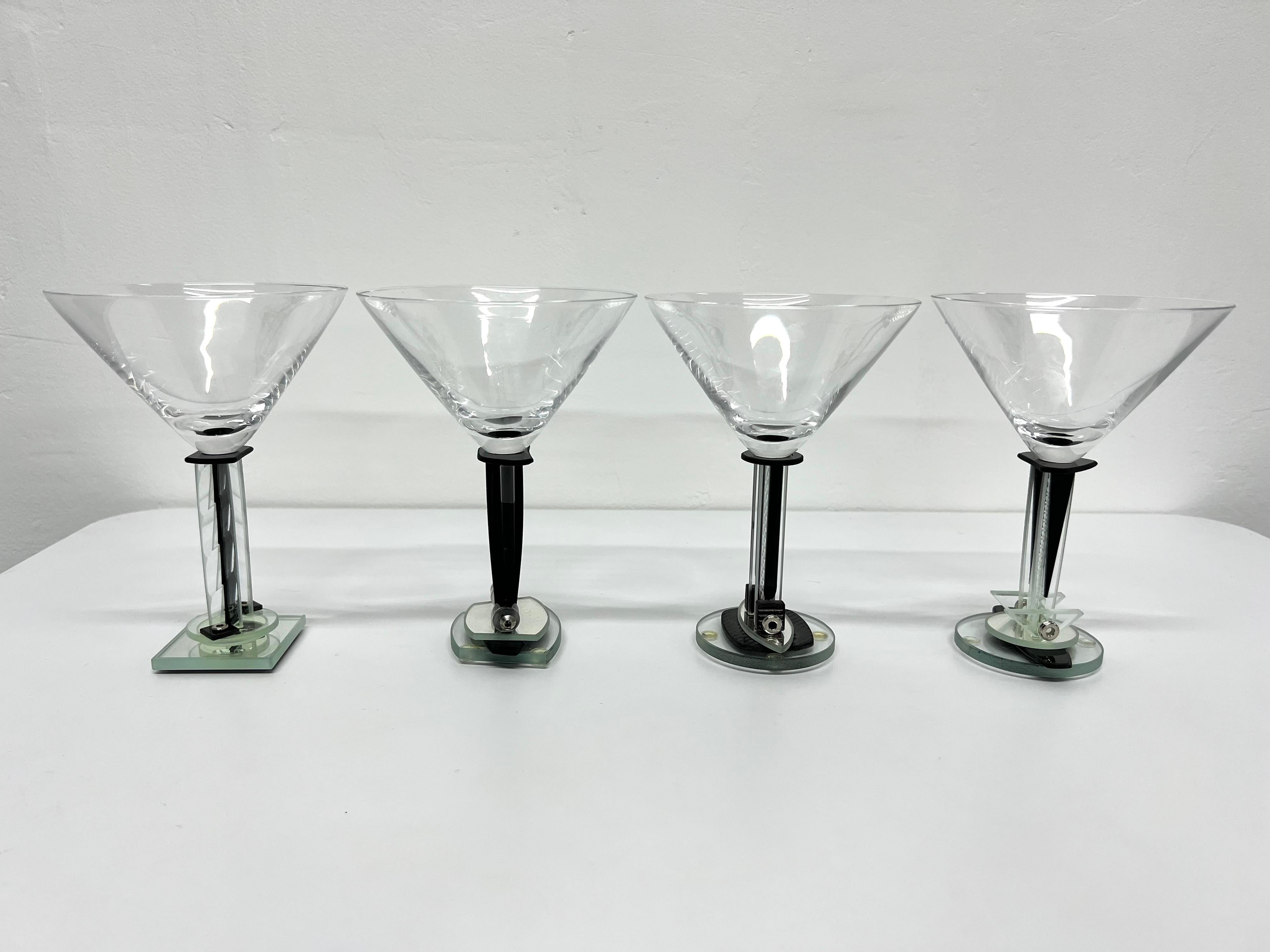 Details about   George Ponzini Art Glass Martini Set Tray Pitcher Glasses 6 Pc Set 