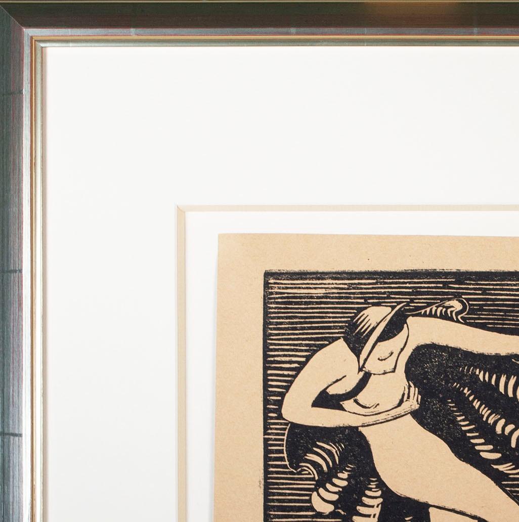 'Dance' Original Linoleum Block Print by George Raab 1