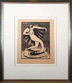 'Dance' Original Linoleum Block Print by George Raab