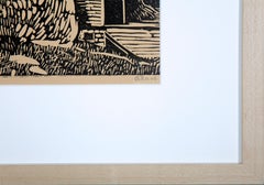 Silo Linocut Print on Laid Paper, Framed, Signed, Circa 1930s