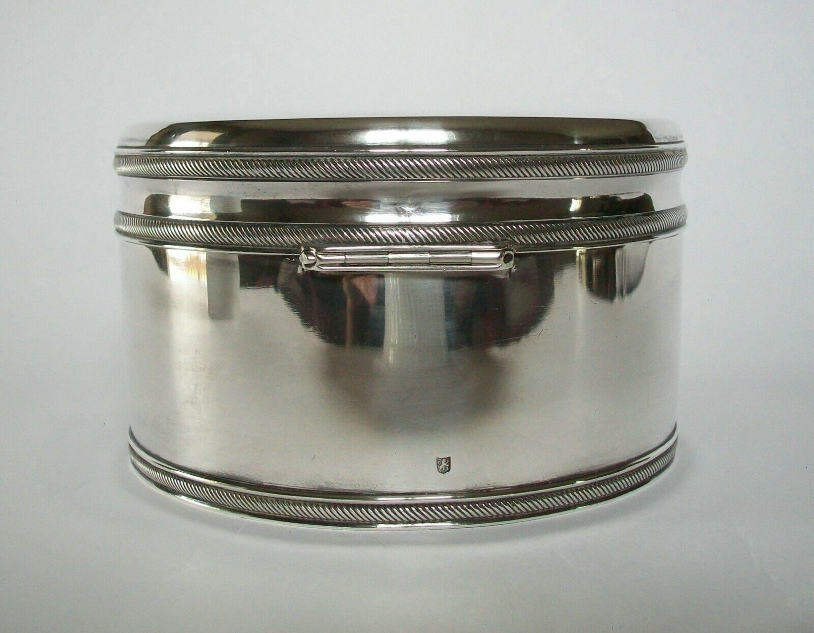 George Reevers, caja para galletas de plata holandesa .934, bordes de cuerda, Holanda, C.1838 en Bueno estado para la venta en Chatham, ON