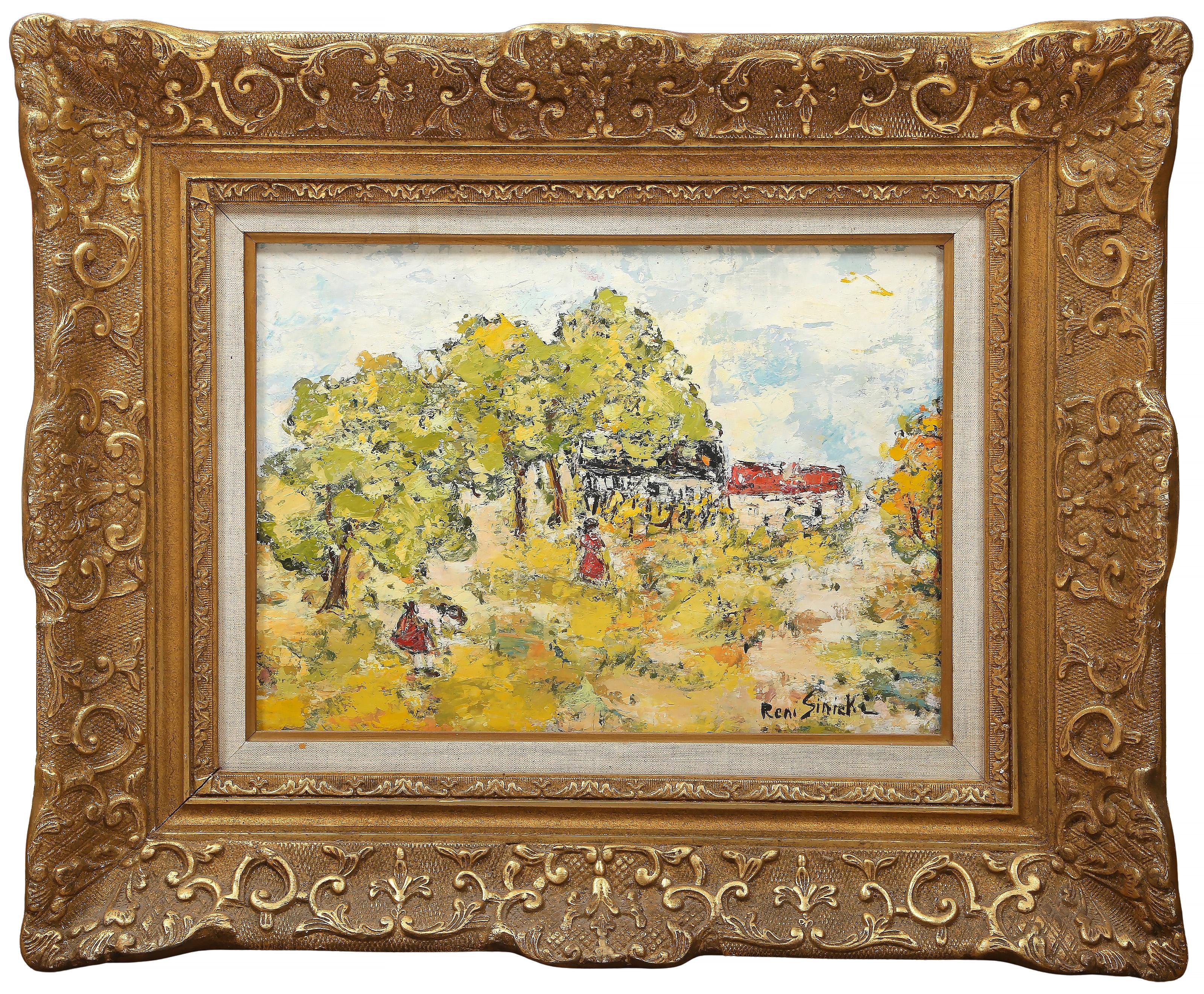 Cottage on the Hill, Impressionist Oil Painting by George René Sinicki