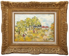 Cottage on the Hill, peinture à l'huile impressionniste de George René Sinicki