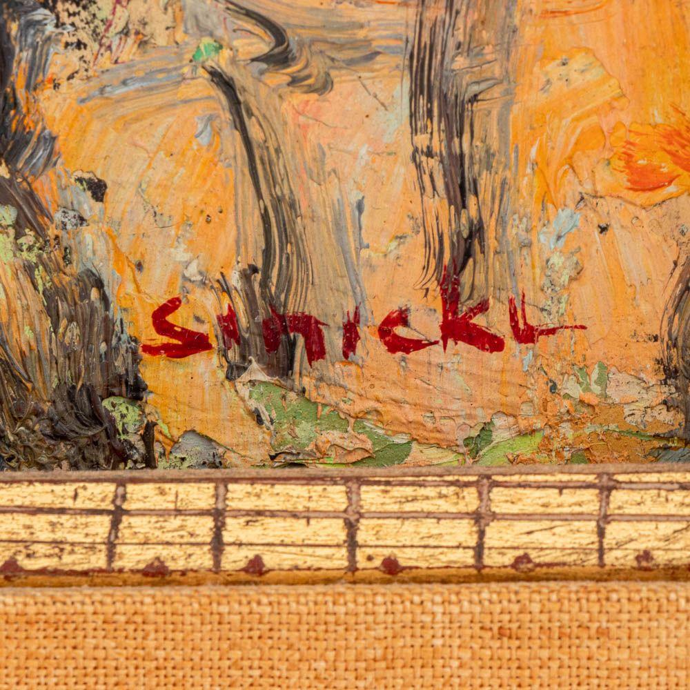Scena interna con figure sedute - Abstract Painting Beige di George René Sinicki