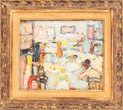 Escena interior con figuras sentadas