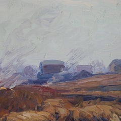 George Renouard Óleo sobre lienzo Pintura impresionista de paisaje, Firmado, C1930