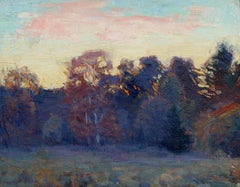 19th Century American Impressionist Winter Forest View by George Renouard