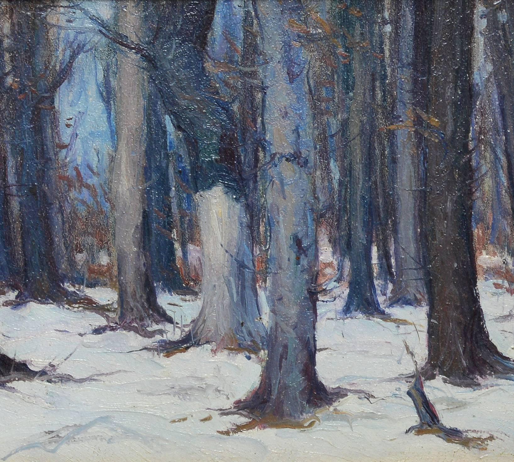 19th Century American Impressionist Winter Forest View by George Renouard 2
