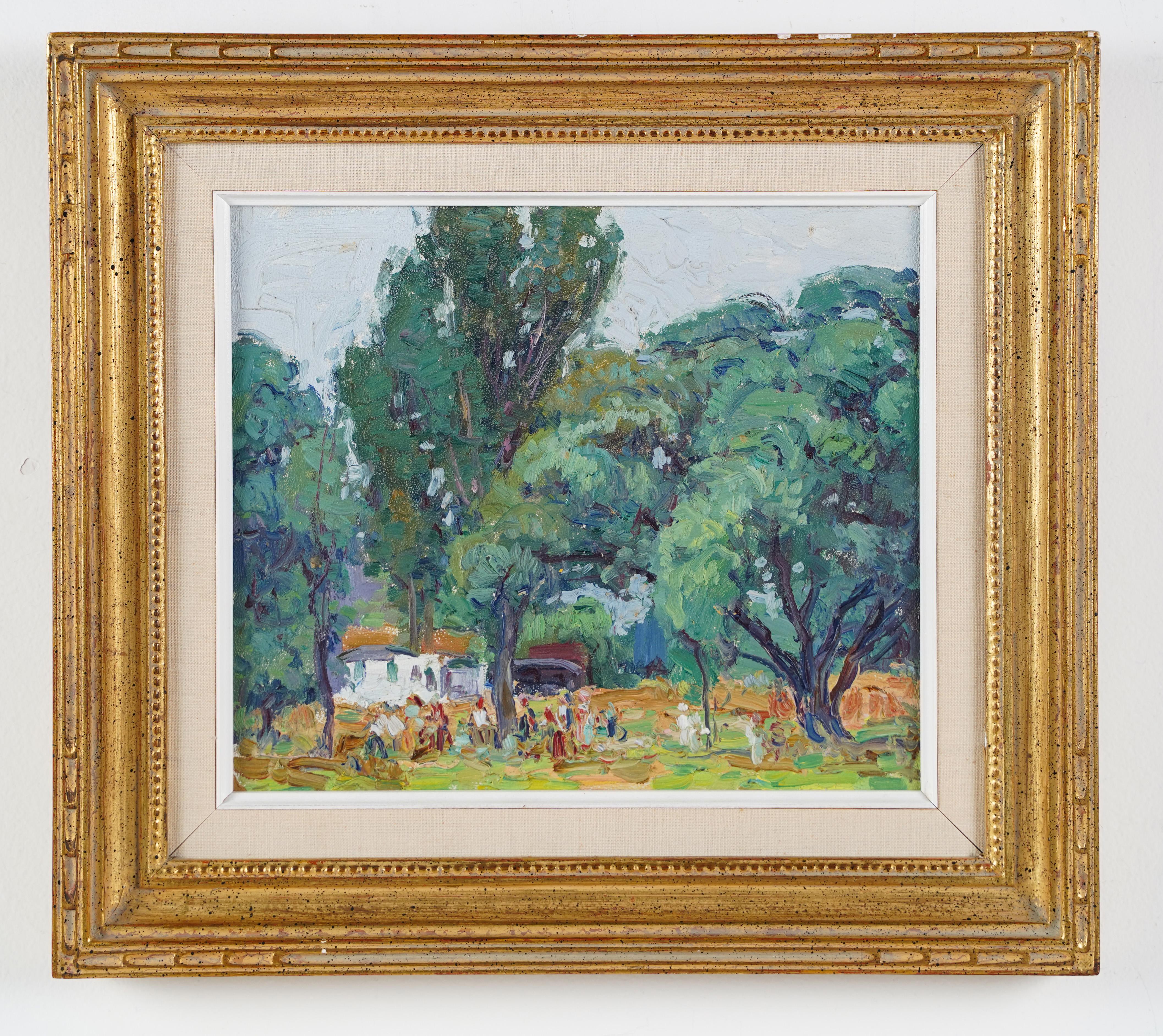  Antique American Impressionist Framed Landscape Long Island Park Oil Painting 1