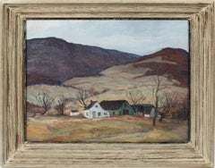 Antique American Impressionist Panoramic New York River Valley Oil Painting
