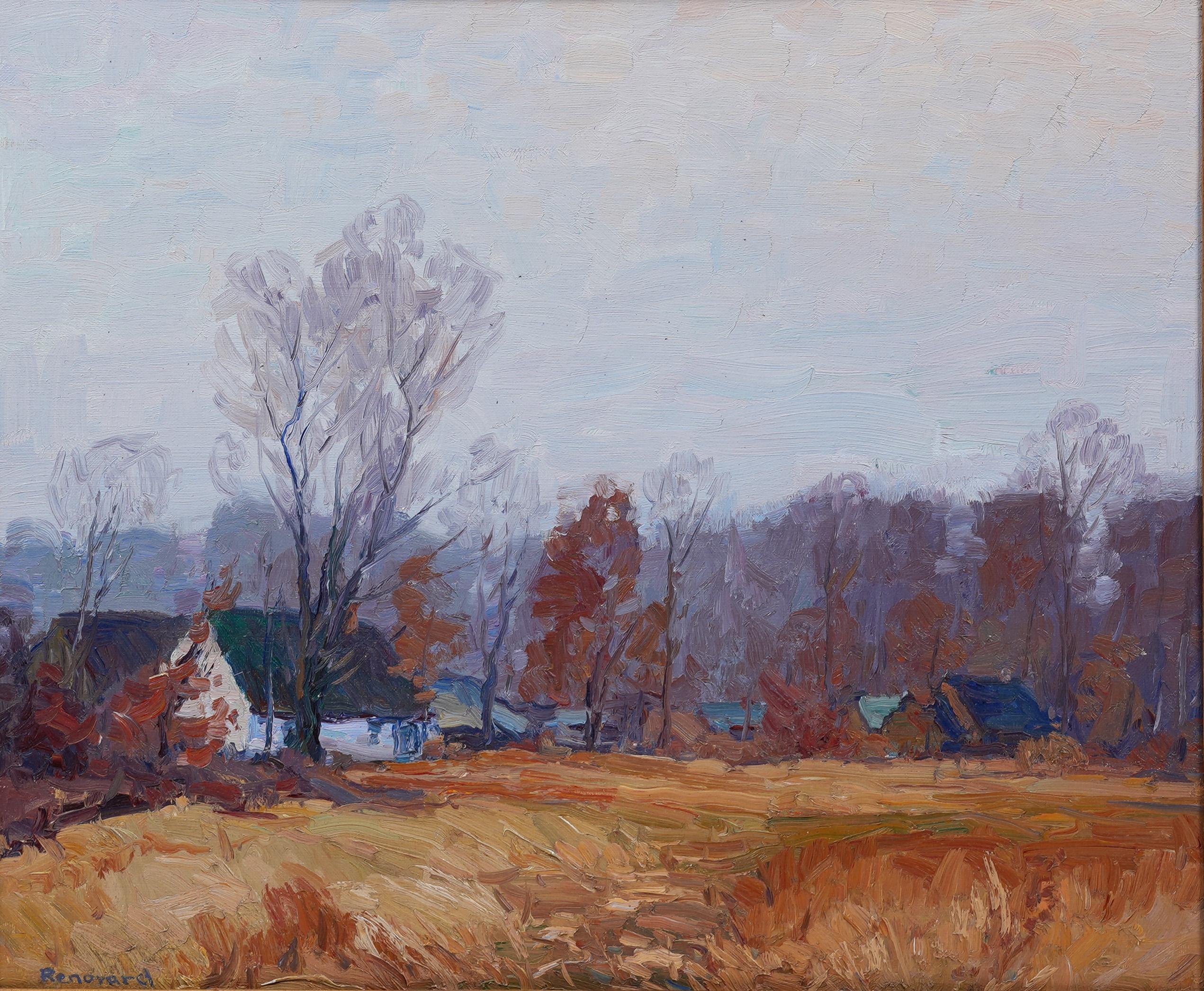 Antique American Impressionist Upstate New York Landscape Framed Oil Painting For Sale 2