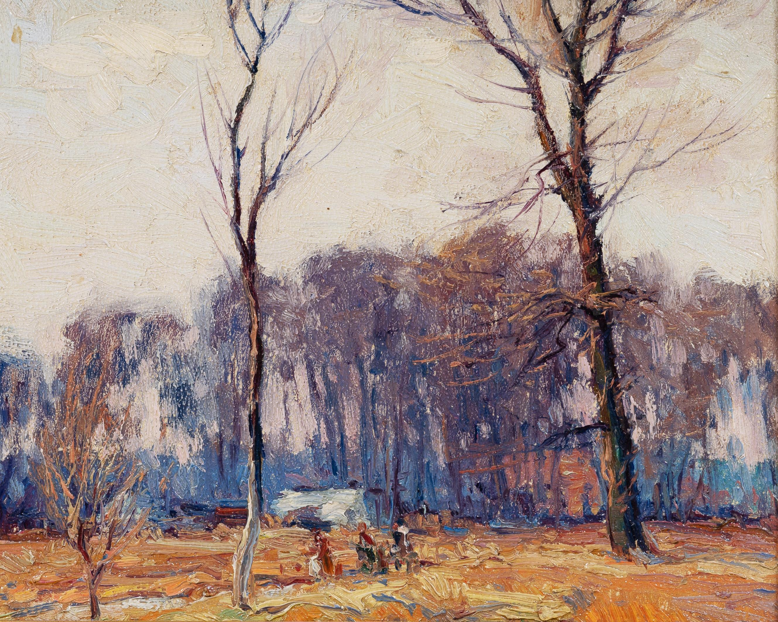 Ancienne peinture à l'huile impressionniste américaine, paysage de l'Upstate New York, encadrée en vente 1
