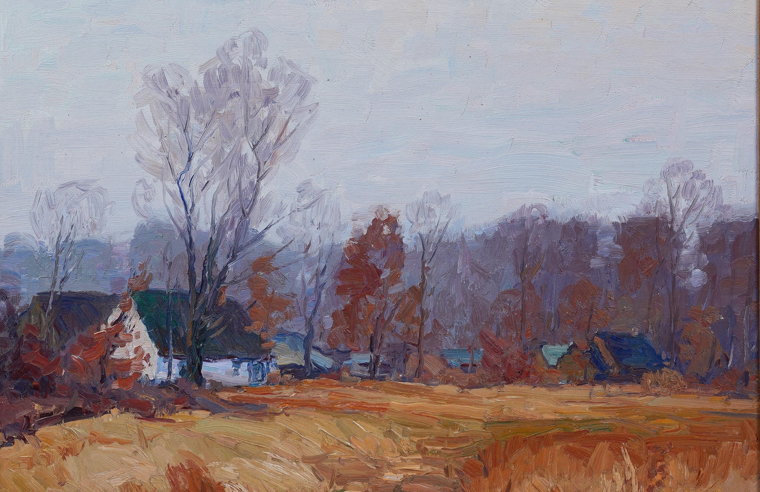 Antikes amerikanisches impressionistisches gerahmtes Ölgemälde, Upstate New York, Landschaft im Angebot 1