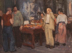 George Renouard American Impressionist 1930's Oil Painting Figures Market