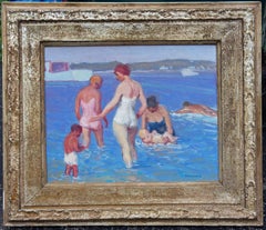 Pintura impresionista Escena de playa de George Renouard (estadounidense, 1885-1954)